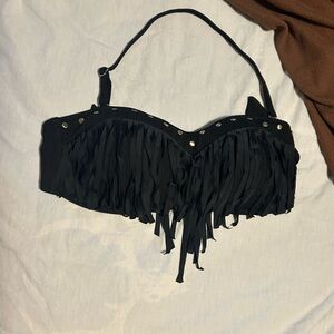 Jessica Simpson Black fringe swimsuit top